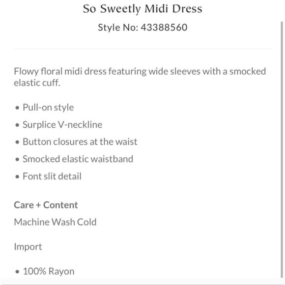 Free People So Sweetly Floral Midi Dress Size S Long Sleeves - Picture 13 of 16